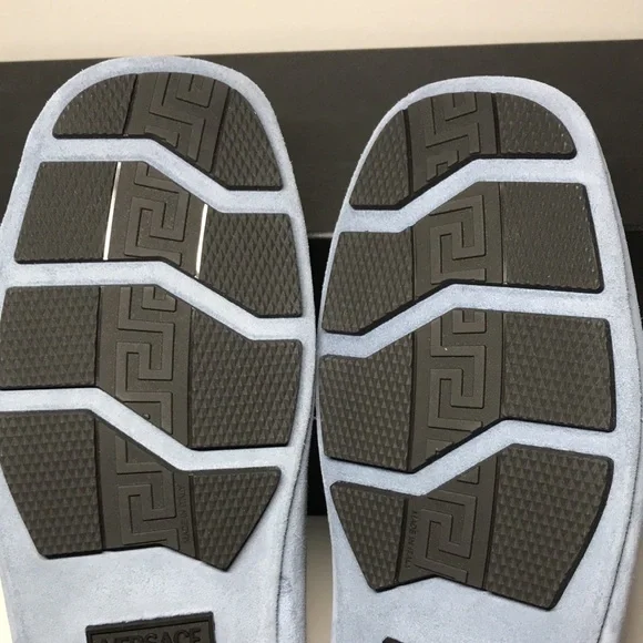 New Authentic Versace Villa Suede Driver Shoes – Blue (Size 47)
